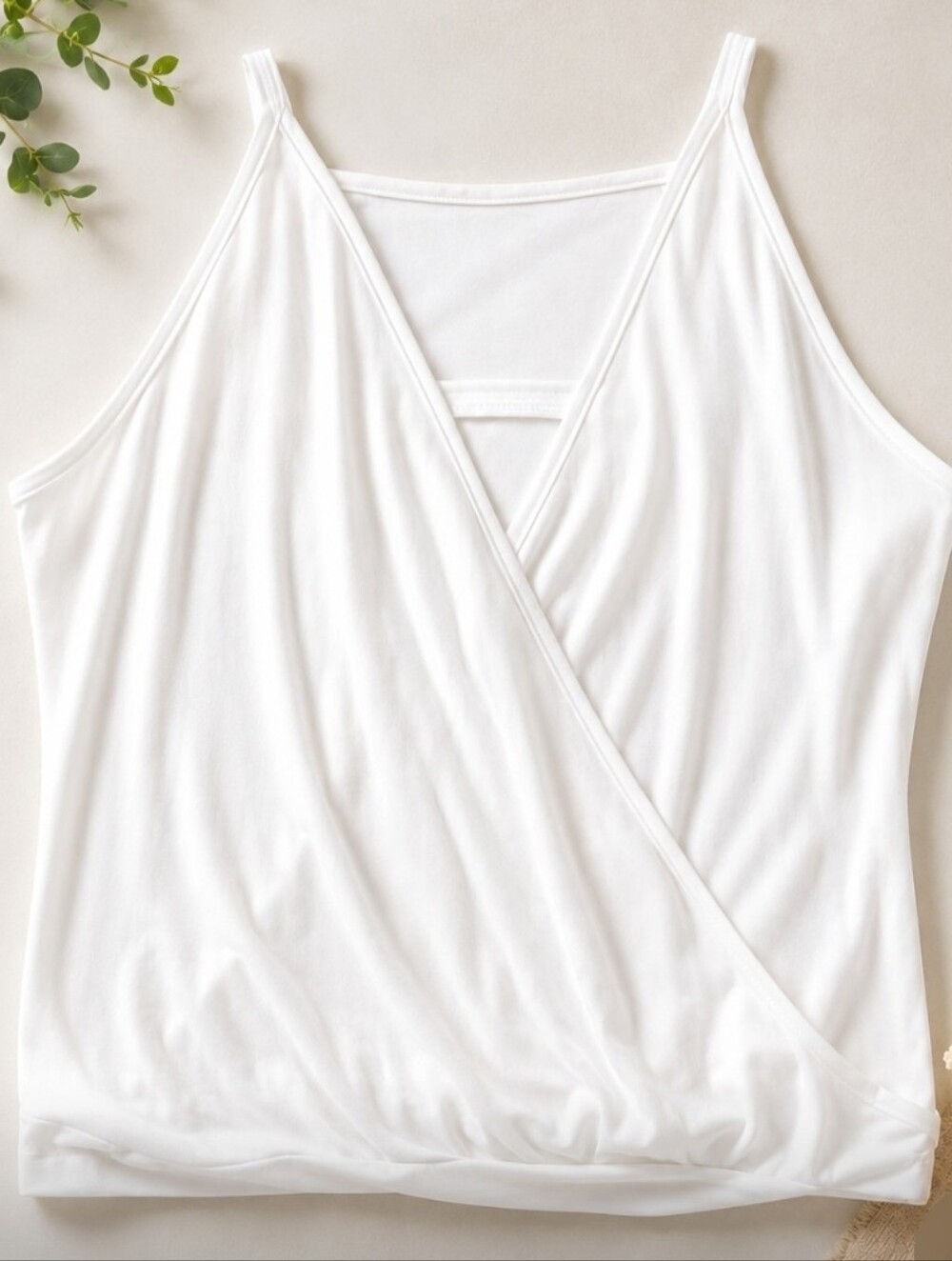White Surplice Tank Top